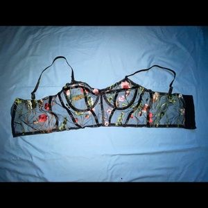 Transparent black lace floral corset & panties